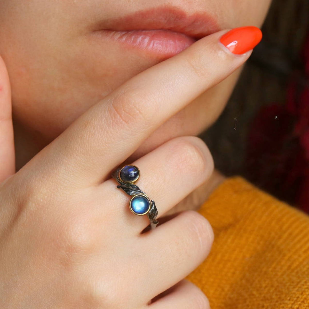 Twin Moons Silver Ring